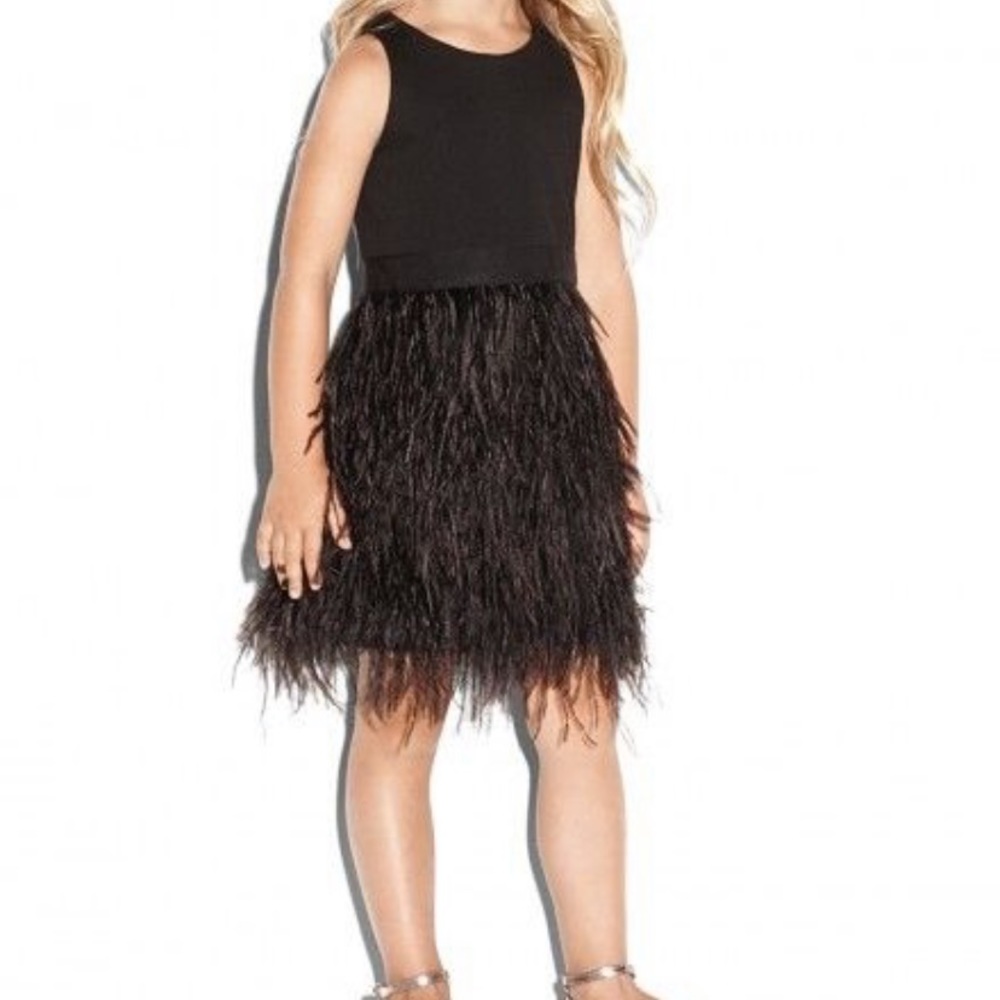 Milly kids size 3 black feather dress brand new